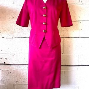 Vntg. magenta Celine skirt set sz 42 minor damage